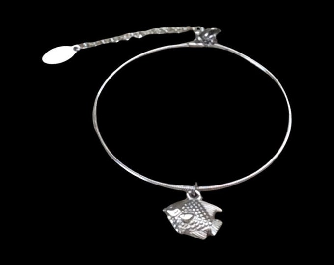Angelfish Snake Chain Bracelet - Stainless Steel Snake Chain Bracelet with Angelfish Charm - Adjustable Bracelet - Stackable Bracelets