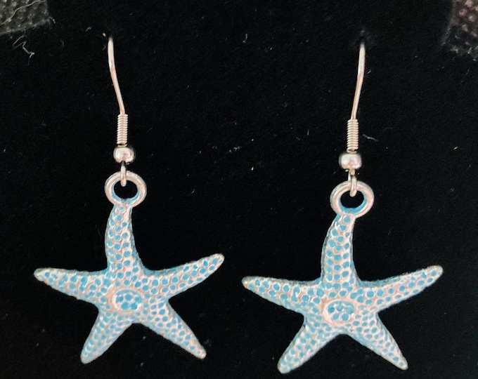 Starfish Dangle Earrings - Starfish Dangle Earrings on Fish Hook Earwires - Fish Hook Style