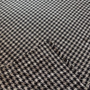 Woven Poly-Cotton Blend Brown Beige Hownd Tooth Weave with Gold Metallic Thread Accent Fabric
