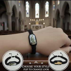 Saint Jude Reversible Black Thread Bracelet: San Judas Amulet, Adjustable 2 images