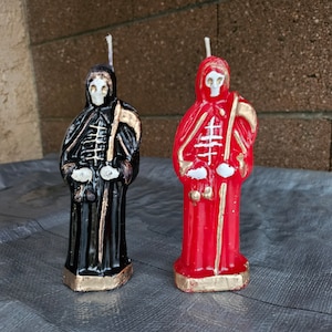 7&quot; Santa Muerte CANDLE Figure statue. Vela de figure a Santa Muerte . Santa Muerte figurine charm amulet for devotee. Holy Saint Death