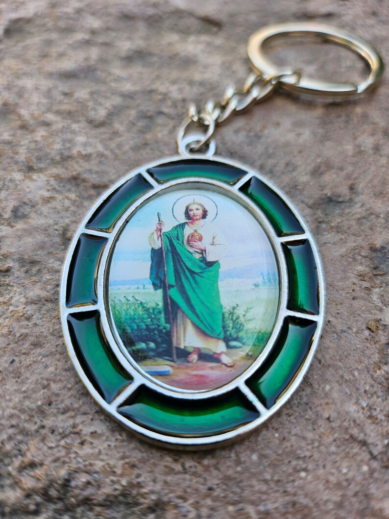San Judas Tadeo Keychain. Religious Key Ring Key Fob Saint Etsy