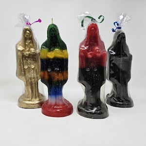 9&quot; Santa Muerte Figure statue CANDLE. Veladora de figure a Santa Muerte . Santa Muerte figurine charm amulet for devotee. Holy Saint Death