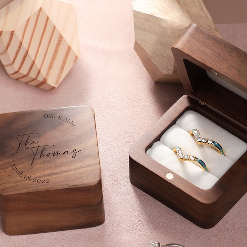 Engagement Ring Box Square Wooden Ring Box for Wedding Etsy