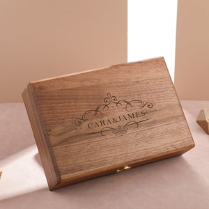 Engrave Jewelry Box, Personalized Walnut Jewelry Organizer Box, Wooden Jewelry Case, Vintage Jewelry Box, Travel Jewelry Box, Gift for Mom image 1