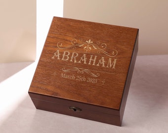 Personalized Watch Box, 6 Slots Watch Box, Engraved Wooden Watch Case, Custom Watch Box with Lock & Key, Watch Box for Men,Father's Day Gift