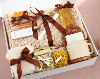 Hygge Gift Box with Blanket, Winter Gift Box, Holiday Care Package, Encouragement Gift, Mom Gift Set, Gifts for Women, Christmas Gift Box