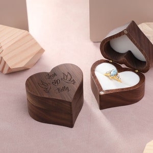 Customize Wedding Ring Box, Heart Shape Personalized Custom Ring Box Wood Ring Box Engagement Ring Box, Anniversary Gift, Christmas Gifts
