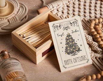 Personalized Christmas Wood Matchbox, Custom Printed Matchboxes, Xmas Gift, Christmas Gift for Couples, Merry Christmas, Gift Ideas