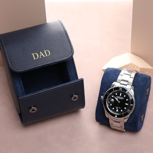 Navy Blue Vintage Watch Storage Box Personalized Watch Storage Box Engraved Watch Storage Box Custom Gift Watch Storage Box, Best Man Gift image 10