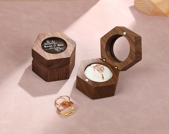 Personalized Wedding Ring Box, Custom Hexagon Wooden Ring Box, Ring Box Proposal, Ring Ring Box For Wedding Ceremony, Anniversary Gift