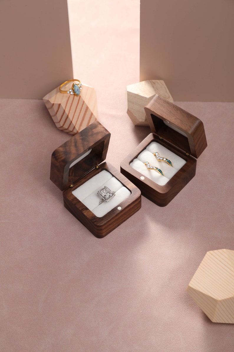 Custom Wedding Ring Box Engrave Wooden Square Ring Box Etsy
