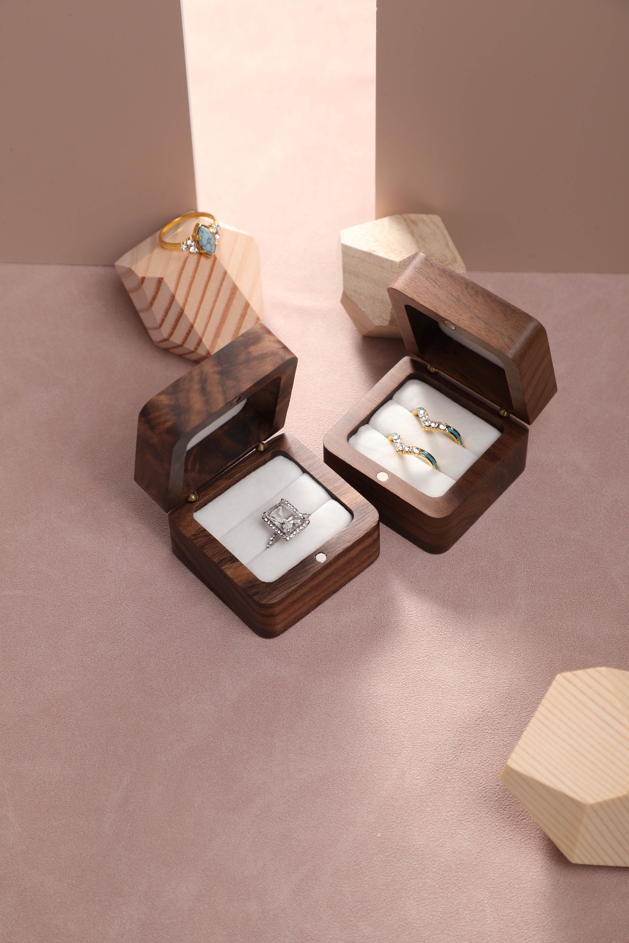 Customize Wedding Ring Box Engrave Wooden Square Ring Box Etsy UK