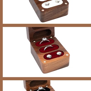 Vintage Wooden 3 Ring Box, Personalized Wedding Ring Box, 3 Slot ...
