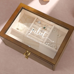 Boîte à bijoux personnalisée, grand rangement organisateur de bijoux, boîte à bijoux pour femmes filles, boîte à bijoux personnalisée, cadeau de mariage, cadeau de la fête des mères
