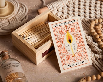 Personalized Couples Wood Matchbox, Custom Printed Matchboxes, Housewarming Gift, Wedding Anniversary Engagement Gift for Couples,Valentines