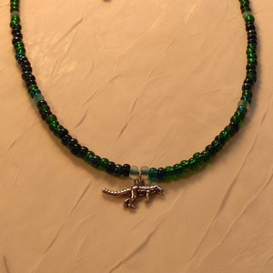 Cute Jurassic Green Dino Choker