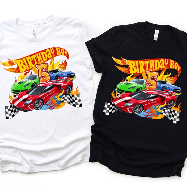 Personalized Racing cars T-shirts for Boy / Girl Birthday and matching family design.