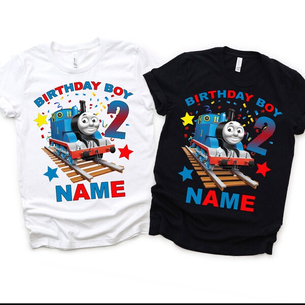 Personalized Thomas the Train T-shirts for Girl / Boy Birthday and matching family design.