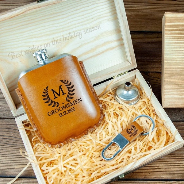 Groomsmen Gift,Personalized Flask,Engraved Groomsmen Gifts Set,Bestman Gift,Father of Bride Gift,Father of Groom Gift,Groomsman Flask