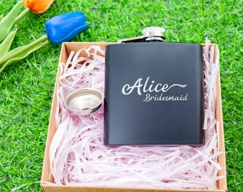 Personalised Bridal Party Pink Hip Flask