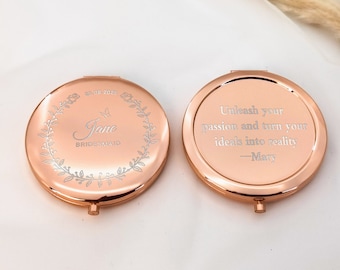 Personalized luxurious pocket mirror,small pocket mirror,Birth Flower Gift,Valentine Gift,Anniversary Gift,Gifts for Wife,Gift for Hen Party