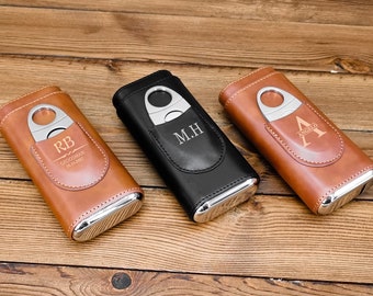 Personalized cigar case,Groomsman Gift,Father's Day Gift,Custom Engraved Cigar case,Cigar Travel Case,cigarrette case for   man,Cigar cutter