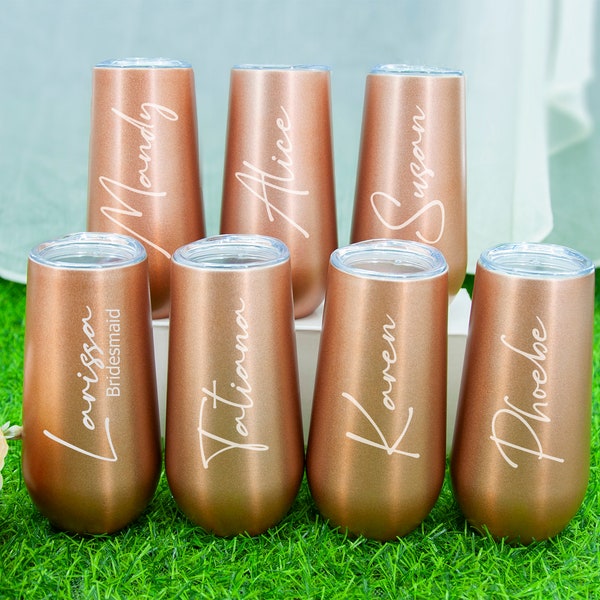 Personalized Stainless Steel Wine Tumbler with Name | Wine Glass with Lid | Bridesmaid Proposal Tumbler with lid • Bridesmaid Gift
