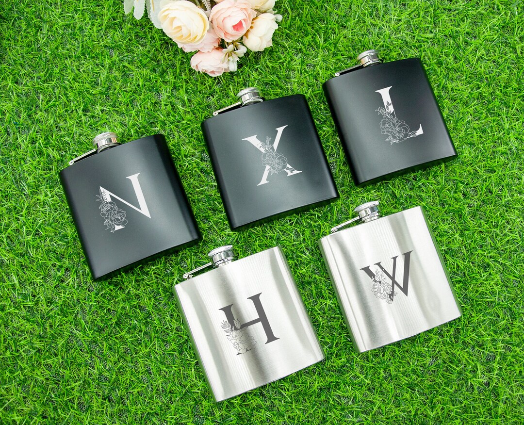 Personalised Flask Set Engraved Wedding Special Occasion Hip Flask 6oz