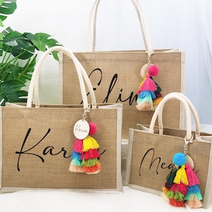 Personalized Bridesmaid Gift Bag,Custom Burlap gift Bag,Beach tote bag,Bachelorette Party Bag,Bridesmaid Proposal Gift,Mother&#39;s Day Gift