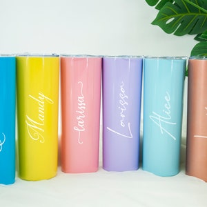 Personalized Tumbler With Straw Bridesmaid Tumbler Skinny Tumbler Bridesmaid Proposal Bachelorette Party Favors Bridesmaid Gift Set