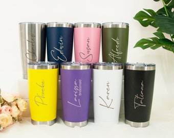 Personalized Tumbler,20oz Metal Insulated Water Bottle,with straw Bridesmaid Tumbler,Travel Mug cold cup with straw,Metal Tumbler With Name