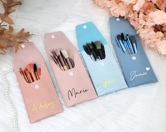 Personalized Travel Makeup Brushes Set,Custom Name Makeup Pouch Brush,Bridesmaid Gift,Bachelorette Party Gift for Her,gift for girl friend