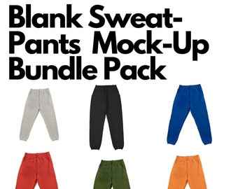 Blank Sweatpants Mock-up Bundle, 14 Colors, Front and Back, Transparent Background, PNG format