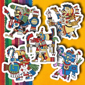 AZTEC GODS STICKERS set of 5, waterproof