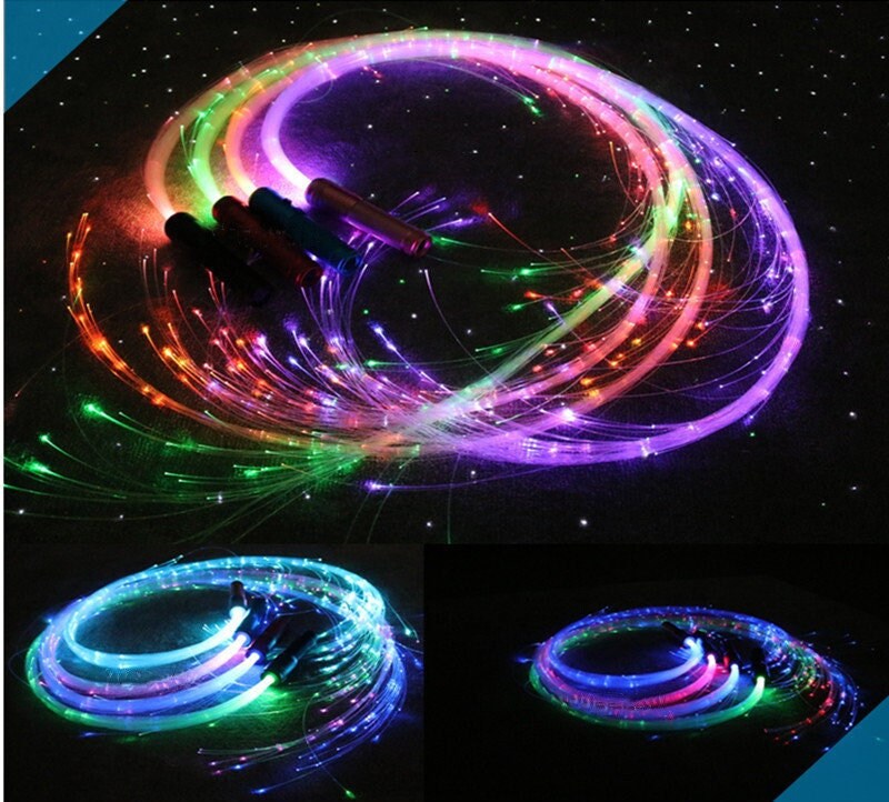 FiberFlies PixelWhip Battery & Charger Included Rechargeable 6 Fiber Optic Dance Whip w/ 360° Rotation 
