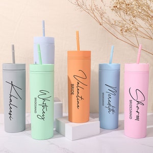 Personalized Tumbler Skinny Tumbler with Straw, Bridesmaid Tumbler Proposal Gifts, Bridesmaid Tumbler with Name, Bachelorette Party Favor