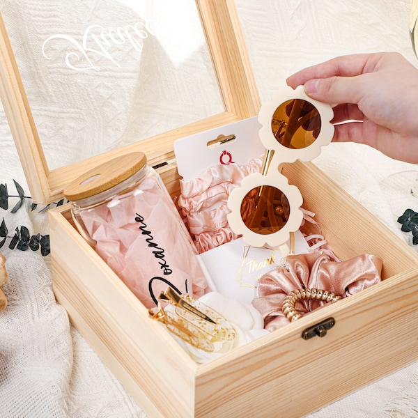 Caja de propuesta de dama de honor rosa, caja de regalo de madera personalizada, ¿serás mi conjunto de cajas de dama de honor, caja de propuesta de dama de honor, regalo de dama de honor?