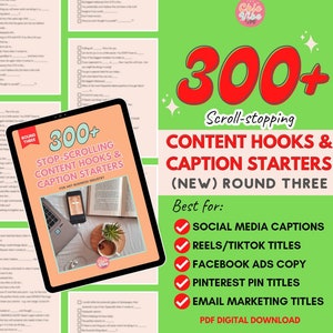 300+ Social Media Content Hooks & Caption Starters (PDF Download)