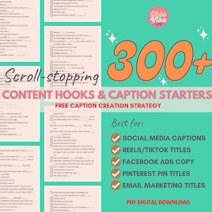 300+ Social Media Caption & Title Hooks: Reels, TikTok, Ads (PDF Download)