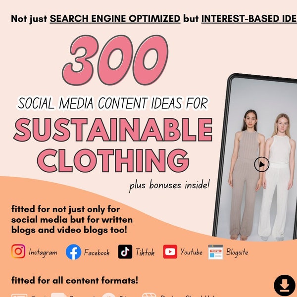 300 Sustainable Clothing Fashion Boutique Apparel Brands Social Media Reels Tiktok Content Ideas for Small Biz Owners Content Creators
