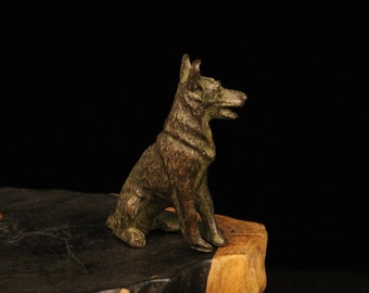 Vintage Copper Dog Figurine, Zodiac Decor, Paperweight
