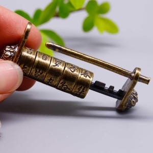 Joias antigas em bronze, cadeado da longevidade em latão, pingente para chaveiro, cadeado de combinação da sorte
