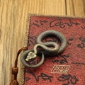 Antique and old brass coil snake, ghost snake key chain pendant, antique gift tea play tea pet, craft handle product logo