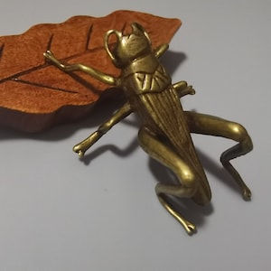 Chinese golden cicada sculpture, collection of antiques, brass cicada delicate statue