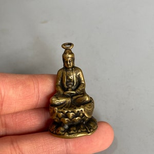 Pocket Buddha, Brass Buddha Small Ornament, Bronze Buddha Shakyamuni, Bronze Handle Bronze Buddha Antique Bronze