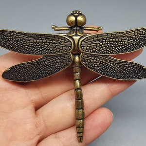 Brass Dragonfly Statue, Home Decor, Detachable Wing Sculpture, Animal Sculpture