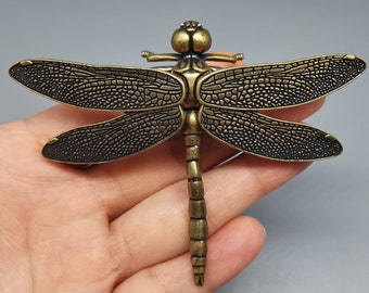 Brass Dragonfly Statue, Home Decor, Detachable Wing Sculpture, Animal Sculpture