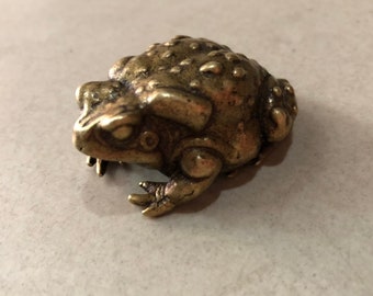 Brass Toad Ornament, Vintage Copper Cast Gold Toad, Household Tea Pet, Fish Tank Bonsai Ornamental Ornament