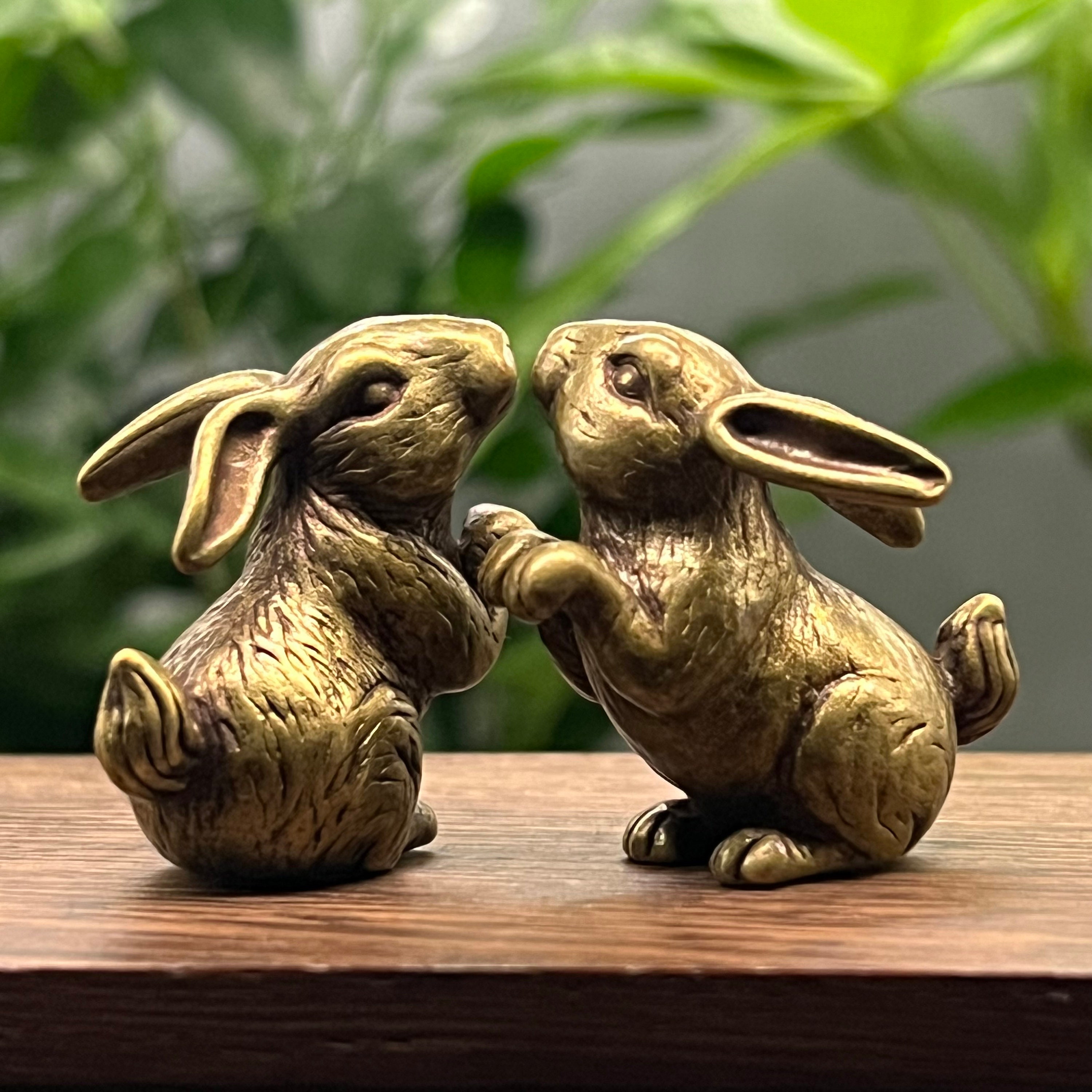 Vintage Brass Sleeping Bunny Shelf Sitter Brass Rabbit Decor 